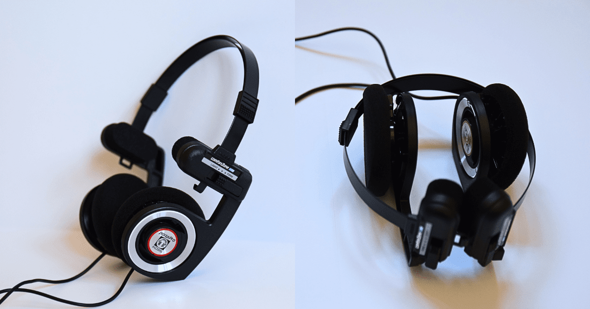 Porta Proヘッドホン。通常時と携帯用に小さくしたところ。